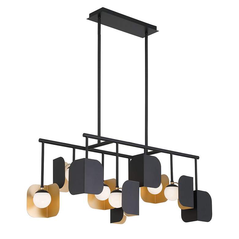 Image 2 Eurofase Cornice, Chandelier, 10-Light, 45", Gold-Black Mix, White Glass more views