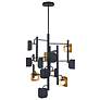 1_Eurofase Cornice, Chandelier, 12-Light, 42", Gold-Black Mix, White Glass