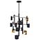Eurofase Cornice, Chandelier, 12-Light, 42", Gold-Black Mix, White Glass