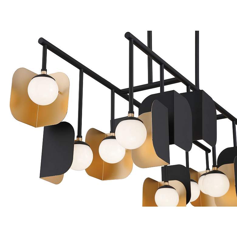 Image 3 Eurofase Cornice, Chandelier, 14-Light, 60", Gold-Black Mix, White Glass more views