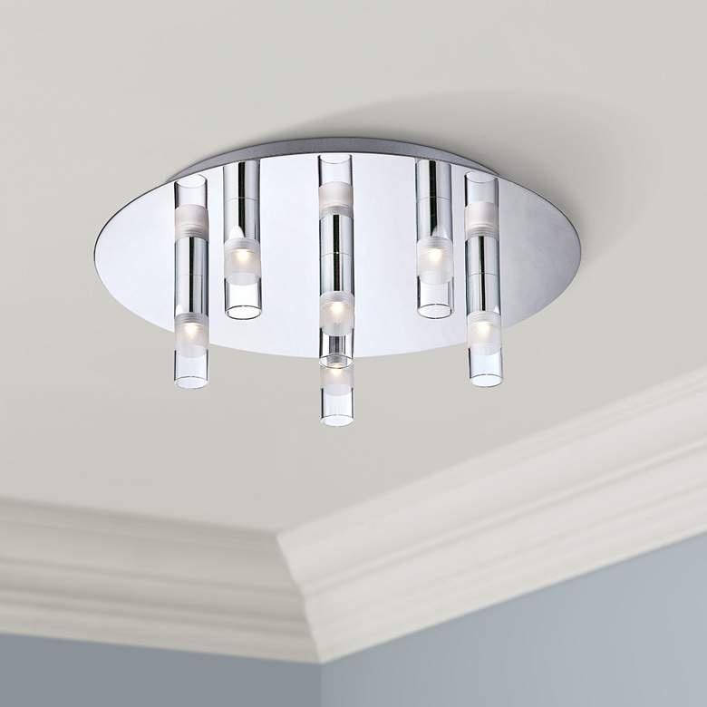Image 1 Eurofase Cube 13 3/4" Round 6-LED Chrome Ceiling Light