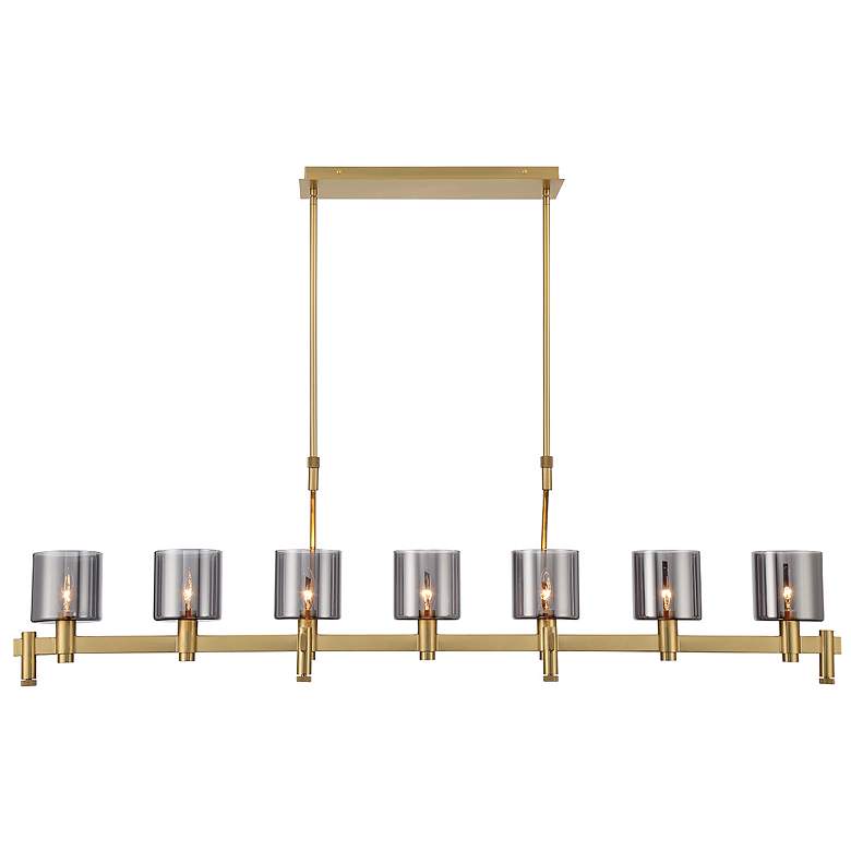 Image 1 Eurofase Decato 56 1/4" Wide 7-Light Brushed Gold Linear Chandelier