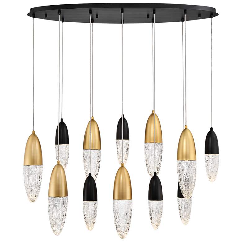 Image 1 Eurofase Ecrou 44" Wide Black and Gold 12-Light Chandelier