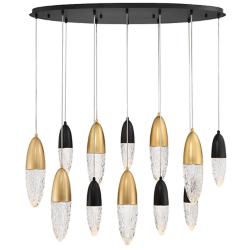 Eurofase Ecrou 44" Wide Black and Gold 12-Light Chandelier