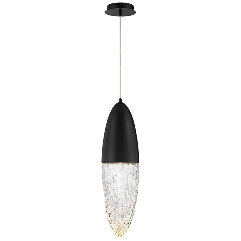 Image 1 Eurofase Ecrou 6.5 In. x 24 In. Pendant in Black with Clear Textured Glass