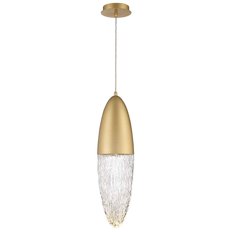 Image 1 Eurofase Ecrou 6.5 In. x 24 In. Pendant in Gold with Clear Textured Glass