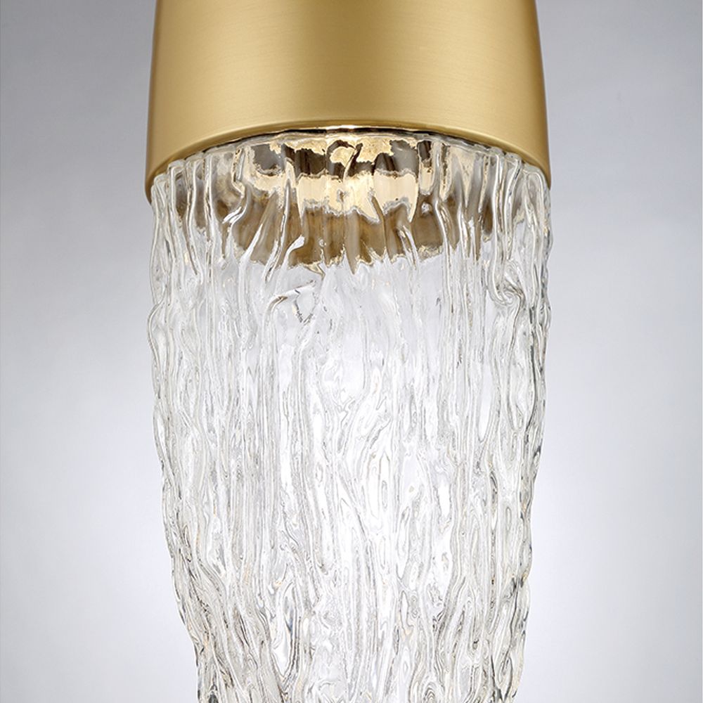 Image 2 Eurofase Ecrou 6.5 In. x 24 In. Pendant in Gold with Clear Textured Glass more views