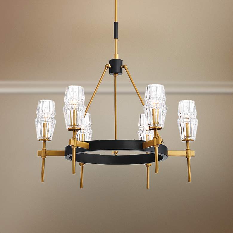 Image 1 Eurofase Gladstone 28"W Brass and Black 6-Light Chandelier