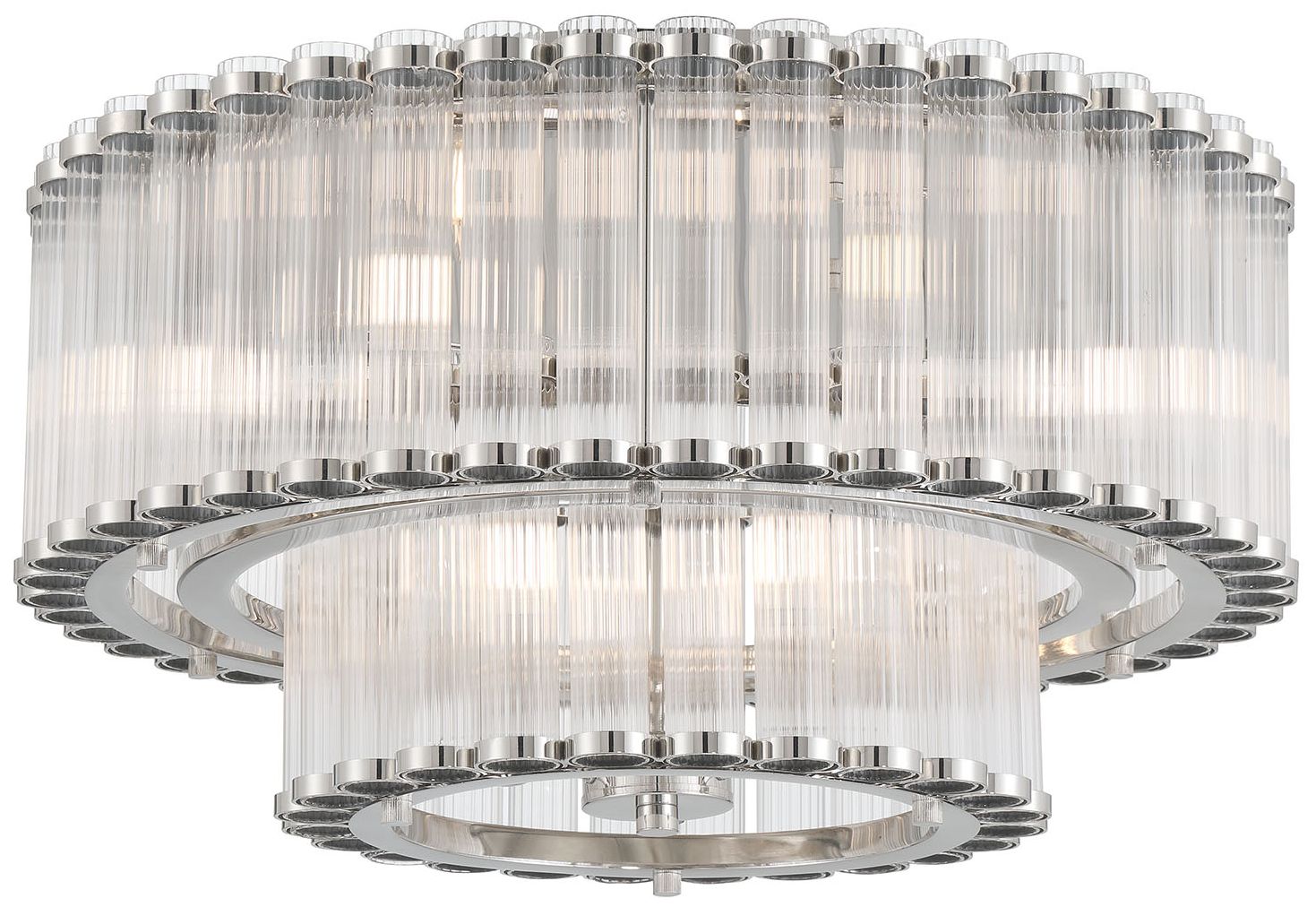 Image 2 Eurofase Glasbury 2-Tiers 9-Light 24" Flush Mount in Polished Nickel more views
