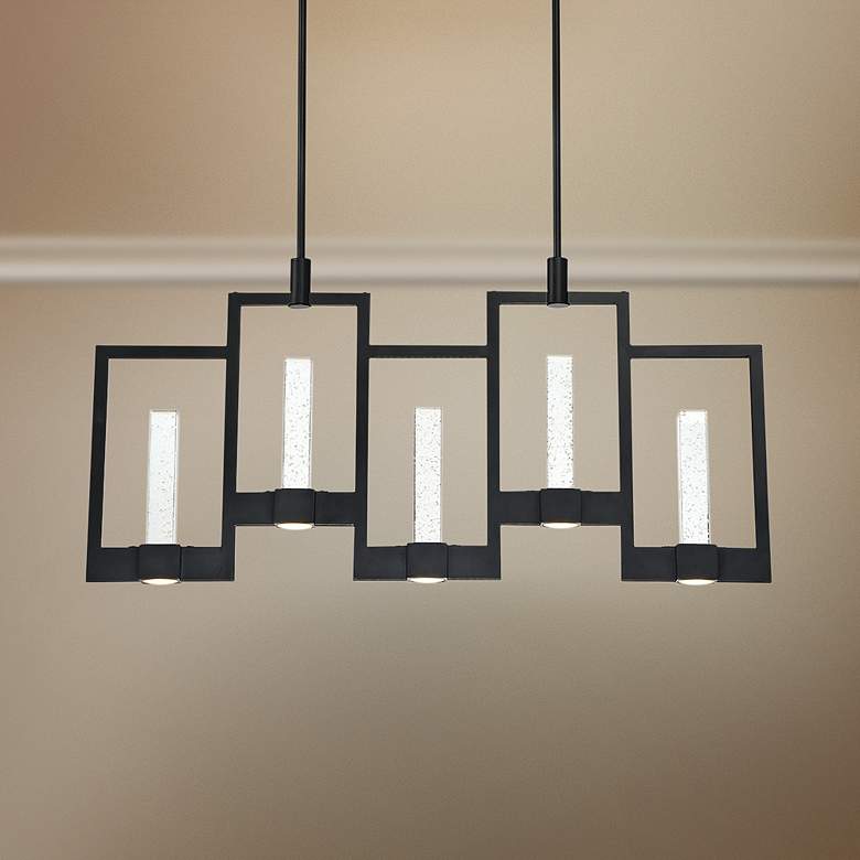 Image 1 Eurofase Hanson 39 inchW Black LED Kitchen Island Light Pendant