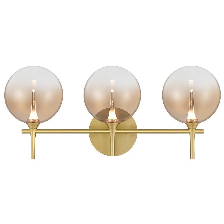 Image 1 Eurofase Iissa 3-Light LED Vanity Bath Light, Gold with Amber Glass