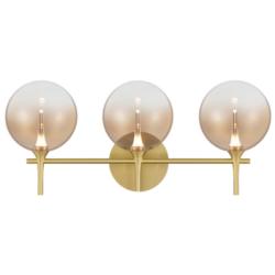 Eurofase Iissa 3-Light LED Vanity Bath Light, Gold with Amber Glass