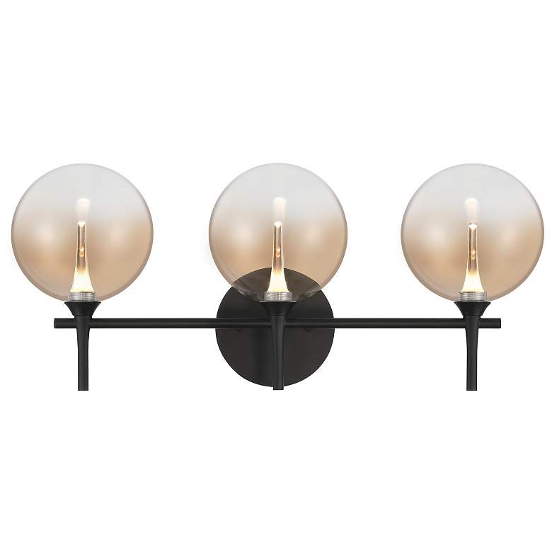 Image 1 Eurofase Iissa 3-Light LED Vanity Bath Light, Matte Black with Amber Glass