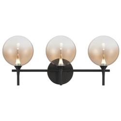 Eurofase Iissa 3-Light LED Vanity Bath Light, Matte Black with Amber Glass