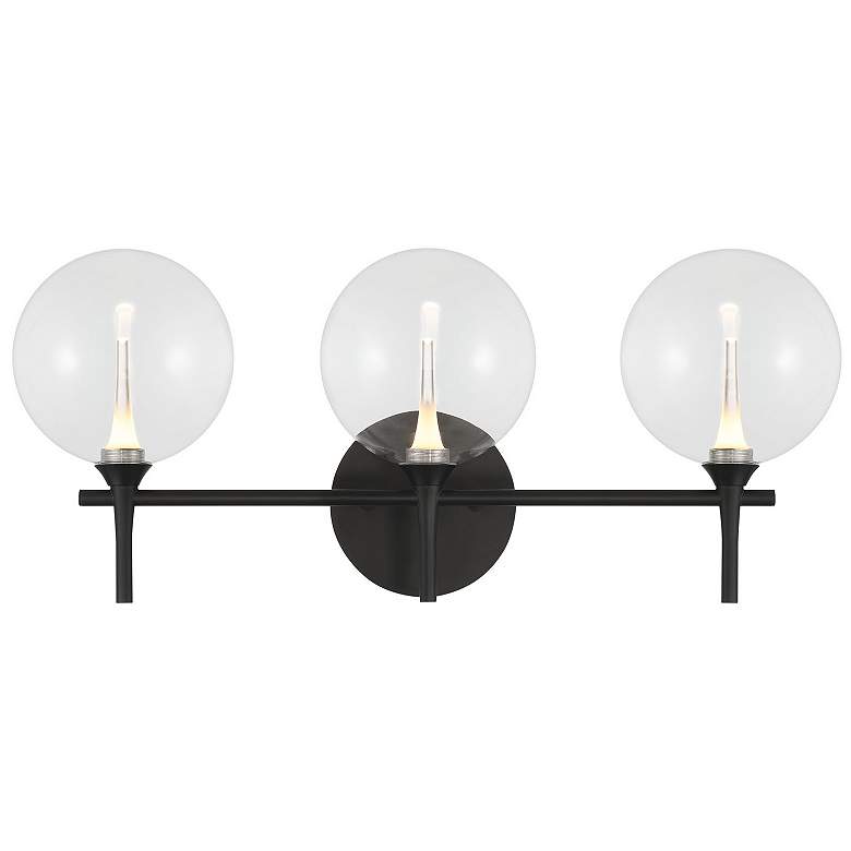 Image 1 Eurofase Iissa 3-Light LED Vanity Bath Light, Matte Black with Clear Glass