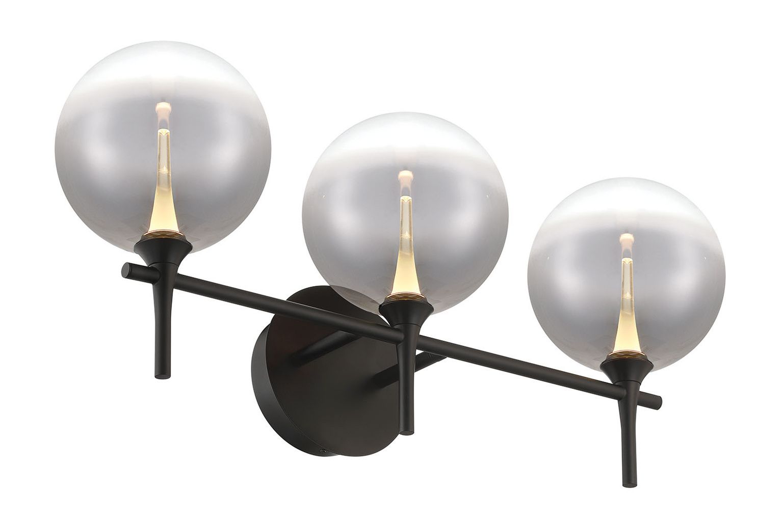 Image 2 Eurofase Iissa 3-Light LED Vanity Bath Light, Matte Black with Smoked Glass more views