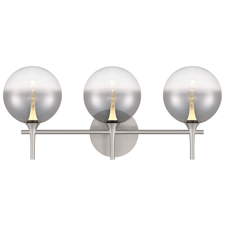 Image 1 Eurofase Iissa 3-Light LED Vanity Bath Light, Satin Nickel w/ Smoked Glass