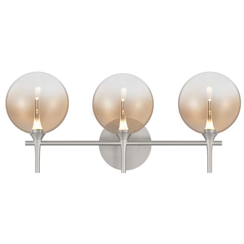 Image 1 Eurofase Iissa 3-Light LED Vanity Bath Light, Satin Nickel with Amber Glass