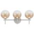 Eurofase Iissa 3-Light LED Vanity Bath Light, Satin Nickel with Amber Glass