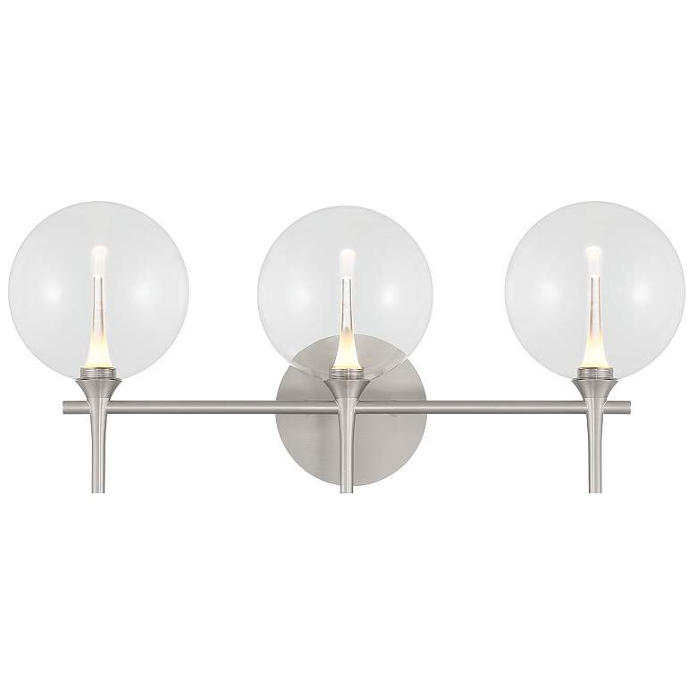 Image 1 Eurofase Iissa 3-Light LED Vanity Bath Light, Satin Nickel with Clear Glass