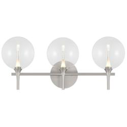 Eurofase Iissa 3-Light LED Vanity Bath Light, Satin Nickel with Clear Glass