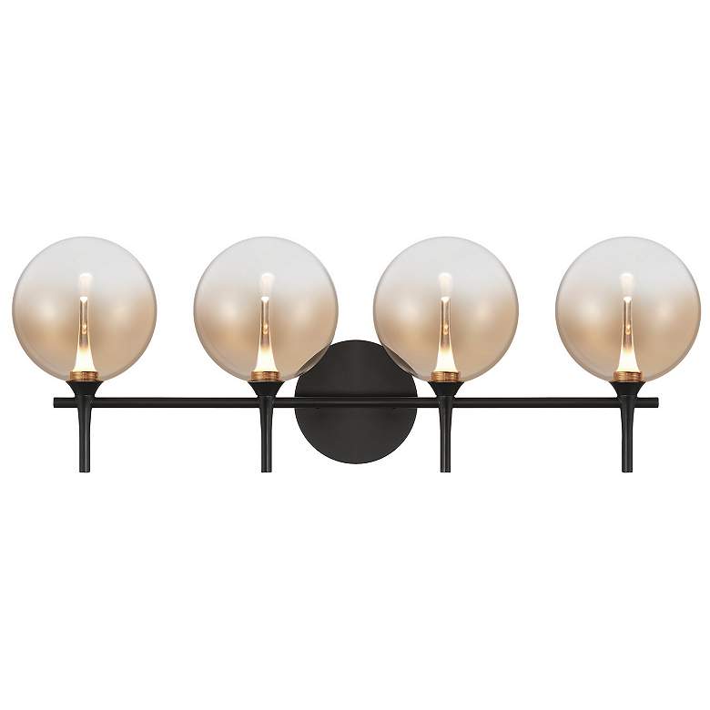 Image 1 Eurofase Iissa 4-Light LED Vanity Bath Light, Matte Black/Amber Glass