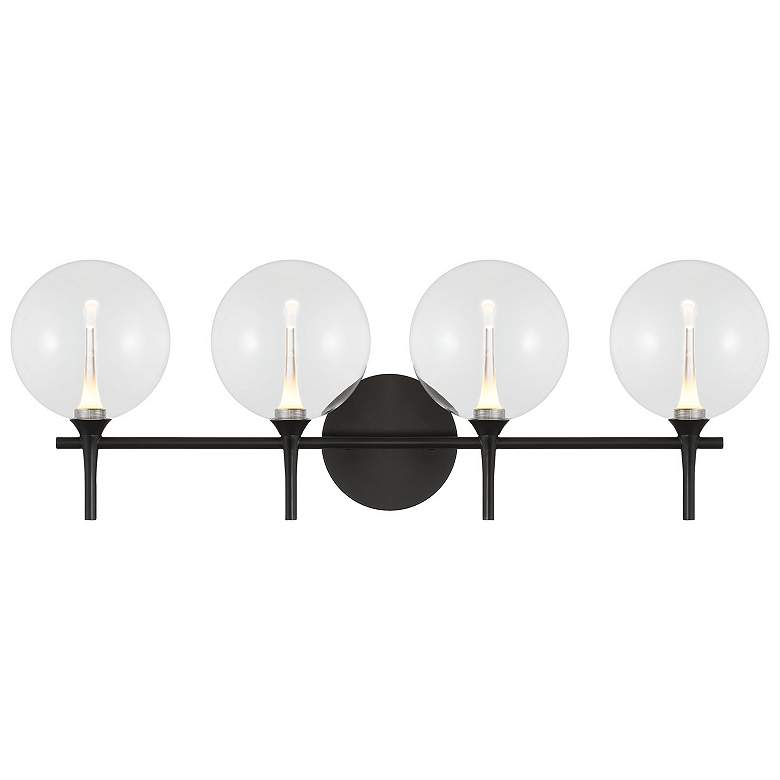 Image 1 Eurofase Iissa 4-Light LED Vanity Bath Light, Matte Black/Clear Glass