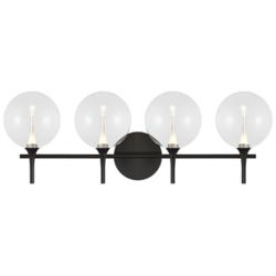 Eurofase Iissa 4-Light LED Vanity Bath Light, Matte Black/Clear Glass