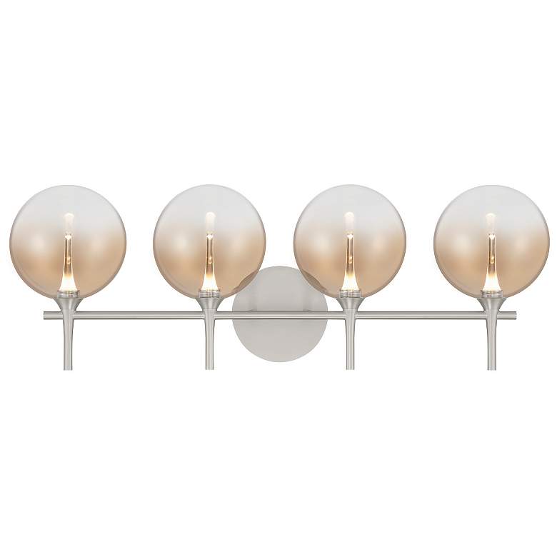 Image 1 Eurofase Iissa 4-Light LED Vanity Bath Light, Satin Nickel w/ Amber Glass