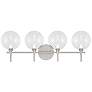Eurofase Iissa 4-Light LED Vanity Bath Light, Satin Nickel with Clear Glass
