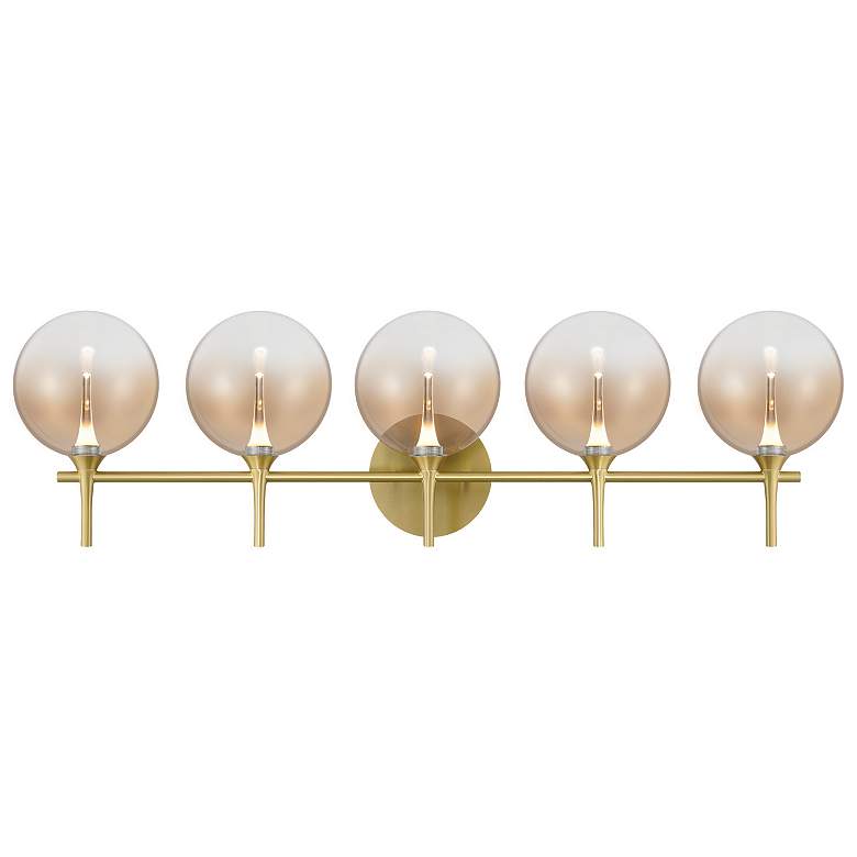 Image 1 Eurofase Iissa 5-Light LED Vanity Bath Light, Gold with Amber Glass