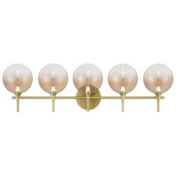 Eurofase Iissa 5-Light LED Vanity Bath Light, Gold with Amber Glass