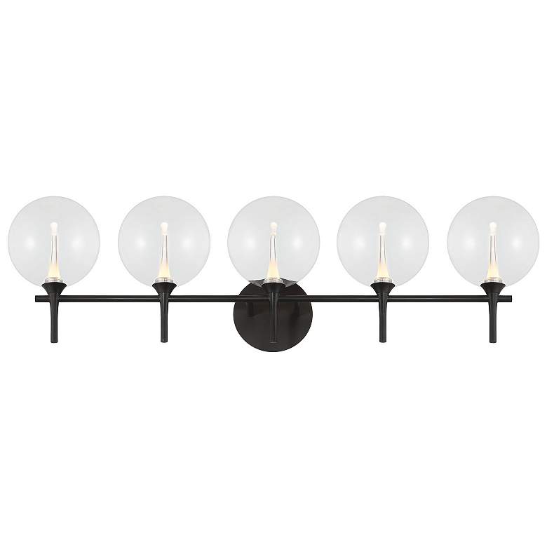 Image 1 Eurofase Iissa 5-Light LED Vanity Bath Light, Matte Black/Clear Glass