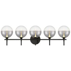 Eurofase Iissa 5-Light LED Vanity Bath Light, Matte Black/Smoked Glass