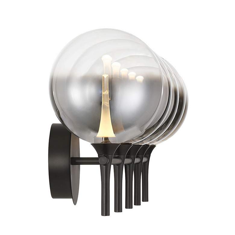 Image 2 Eurofase Iissa 5-Light LED Vanity Bath Light, Matte Black/Smoked Glass more views