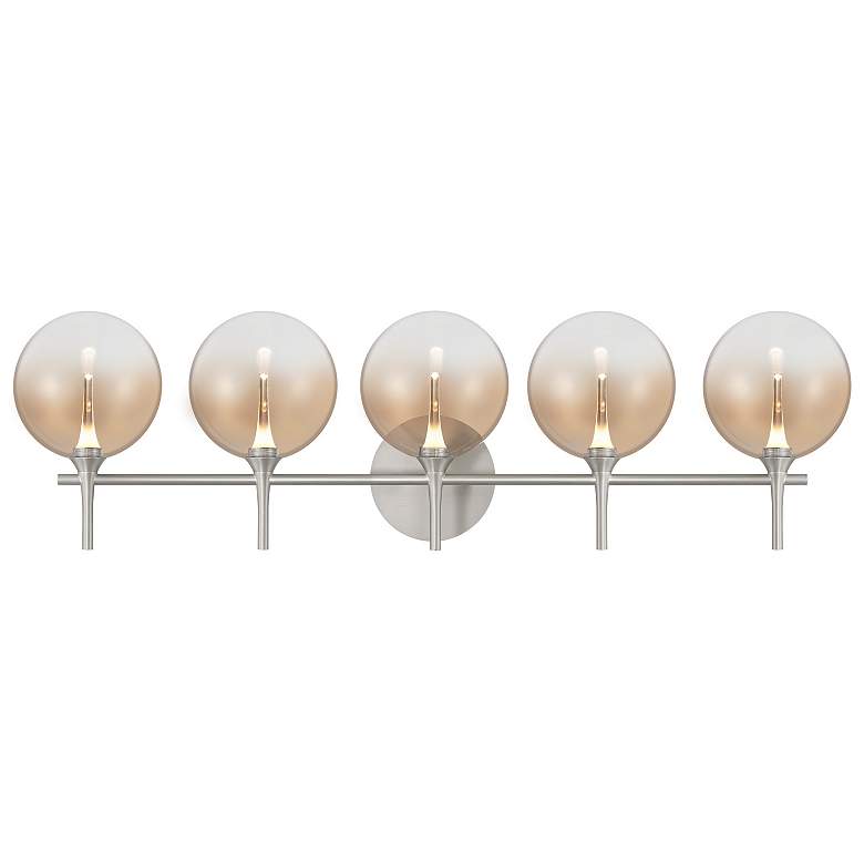 Image 1 Eurofase Iissa 5-Light LED Vanity Bath Light, Satin Nickel w/ Amber Glass