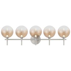Eurofase Iissa 5-Light LED Vanity Bath Light, Satin Nickel w/ Amber Glass