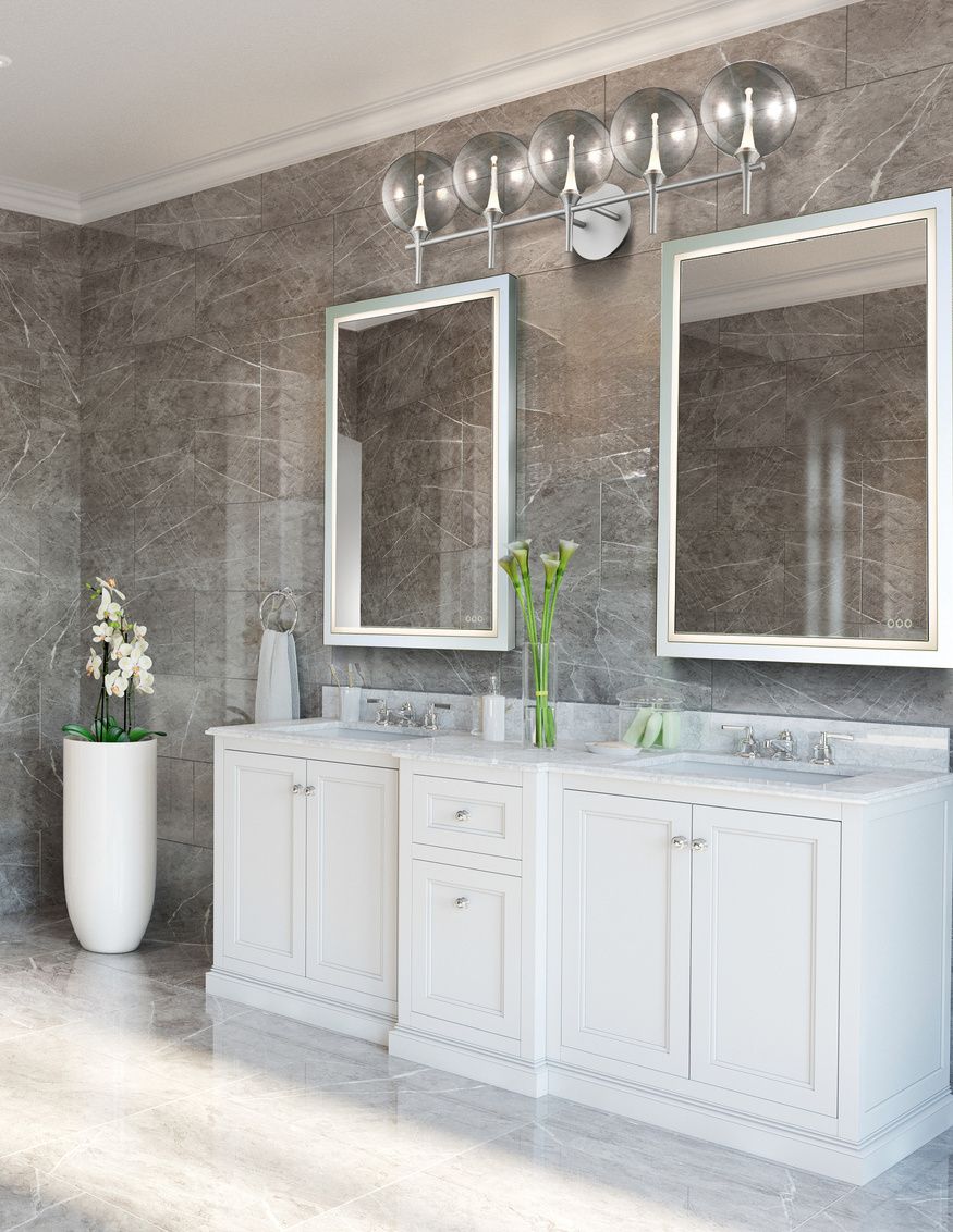 Image 2 Eurofase Iissa 5-Light LED Vanity Bath Light, Satin Nickel w/ Smoked Glass more views