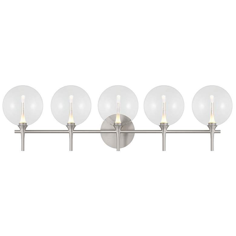 Image 1 Eurofase Iissa 5-Light LED Vanity Bath Light, Satin Nickel with Clear Glass