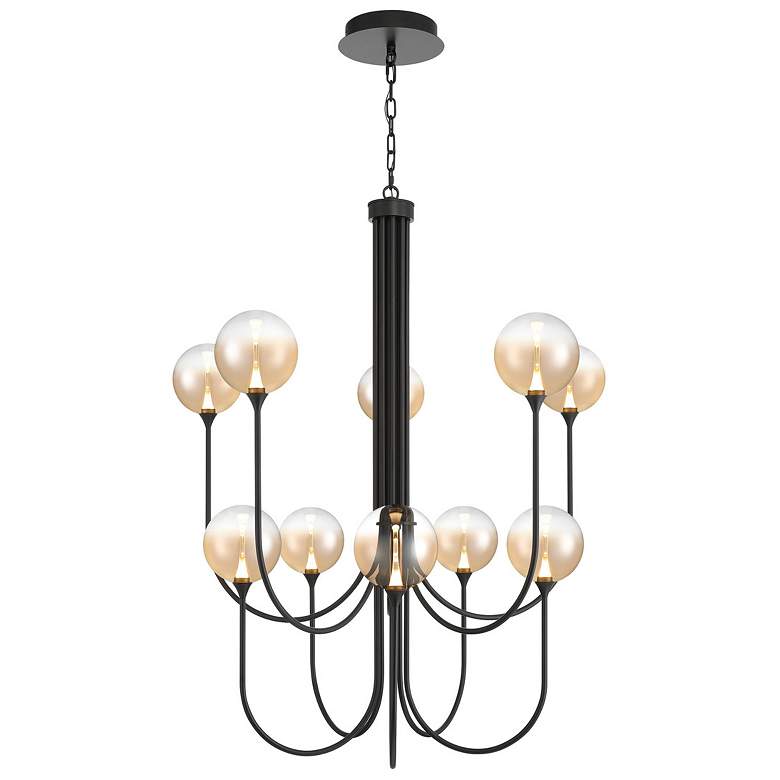 Image 1 Eurofase Iissa, Chandelier, 10-Light, 40", Matte Black, Amber Glass