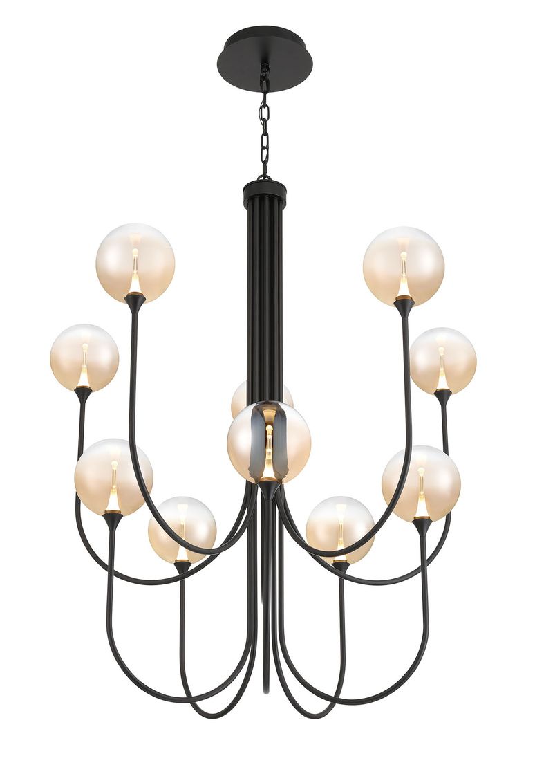 Image 2 Eurofase Iissa, Chandelier, 10-Light, 40", Matte Black, Amber Glass more views