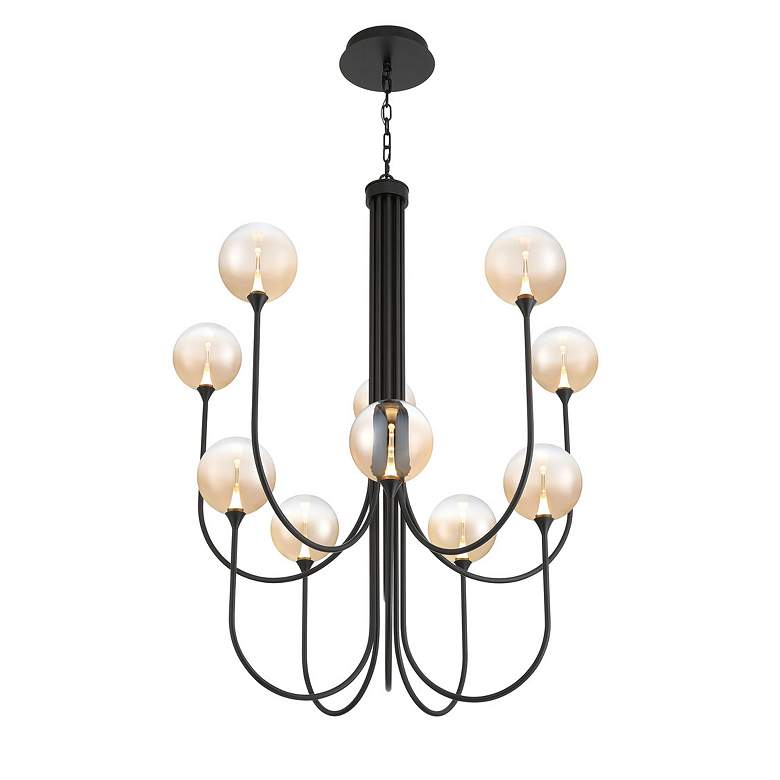 Image 2 Eurofase Iissa, Chandelier, 10-Light, 40", Matte Black, Amber Glass more views