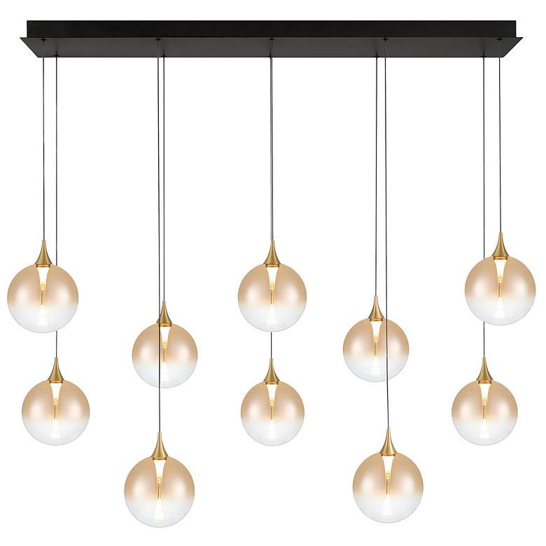 Image 1 Eurofase Iissa, Chandelier, 10-Light, 47", Gold, Amber Glass