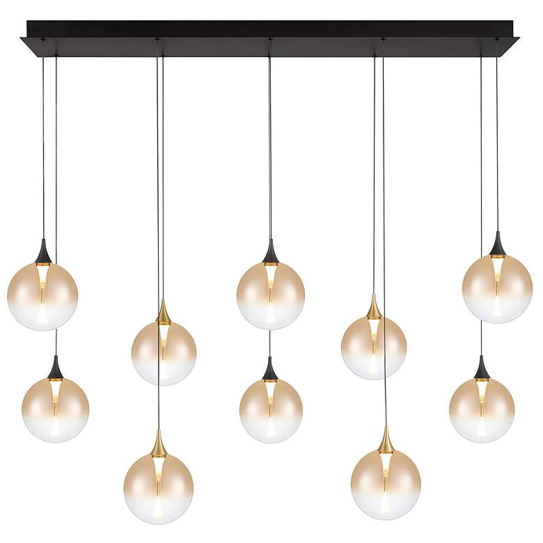 Image 1 Eurofase Iissa, Chandelier, 10-Light, 47", Gold-Black Mix, Amber Glass