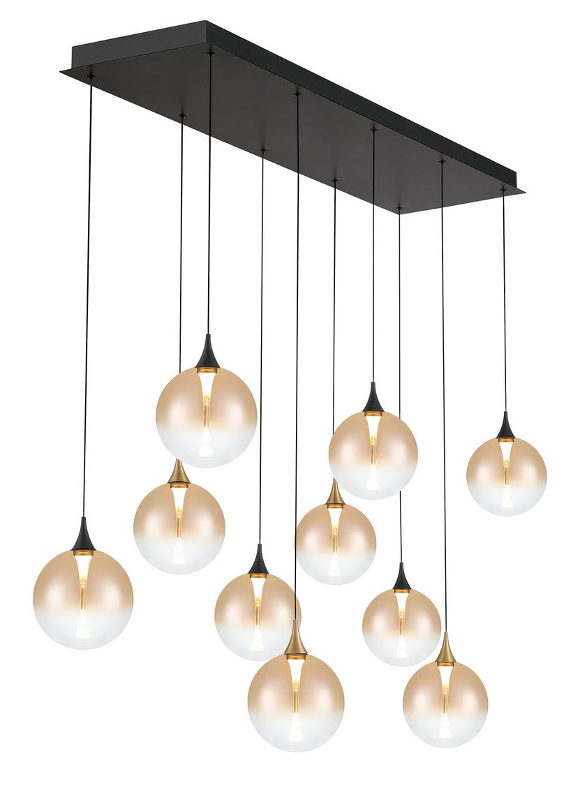 Image 2 Eurofase Iissa, Chandelier, 10-Light, 47", Gold-Black Mix, Amber Glass more views