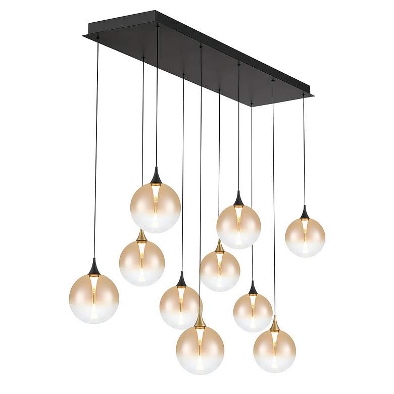 Image 2 Eurofase Iissa, Chandelier, 10-Light, 47", Gold-Black Mix, Amber Glass more views