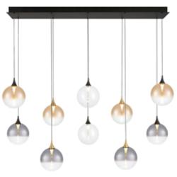 Eurofase Iissa, Chandelier, 10-Light, 47", Gold-Black Mix, Mixed Glass