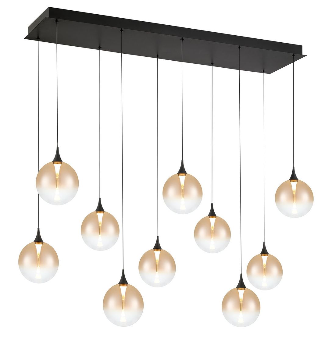 Image 2 Eurofase Iissa, Chandelier, 10-Light, 47", Matte Black, Amber Glass more views