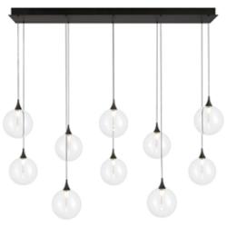 Eurofase Iissa, Chandelier, 10-Light, 47", Matte Black, Clear Glass