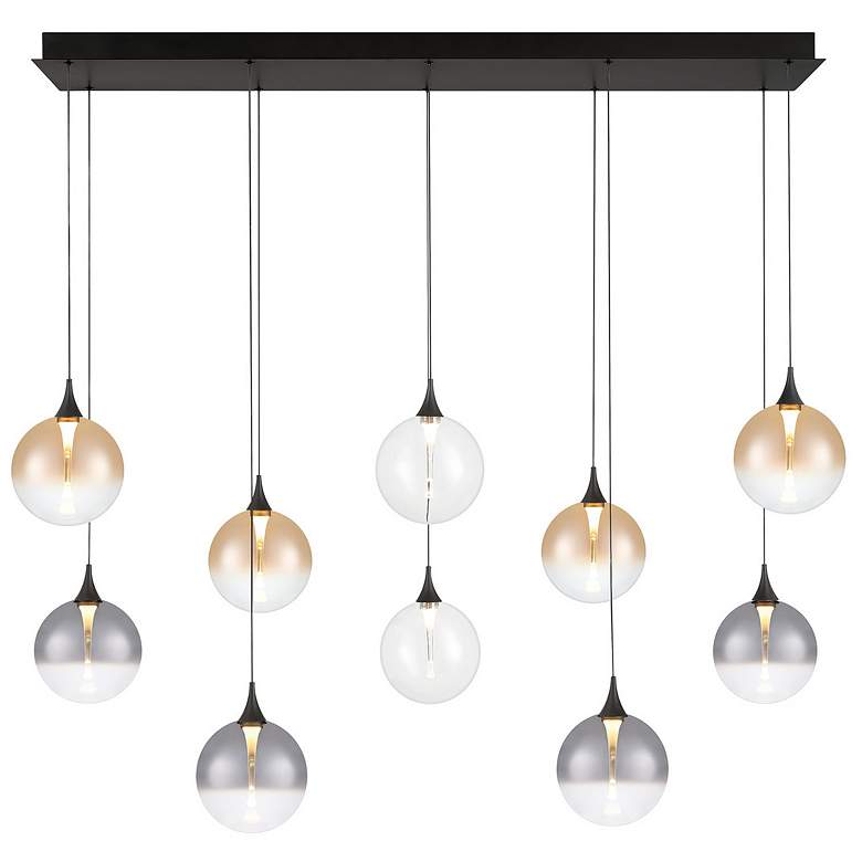 Image 1 Eurofase Iissa, Chandelier, 10-Light, 47", Matte Black, Mixed Glass